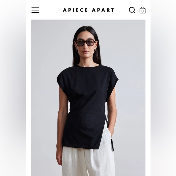 Apiece Apart Rolled Dolman Sleeves Minimalist Asymmetric Tunic Tee - 2X - Picture 2 of 12